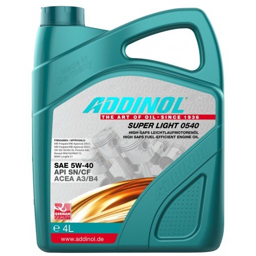 Моторное масло Addinol72097725 5W40/4L SUPER LIGHT 0540