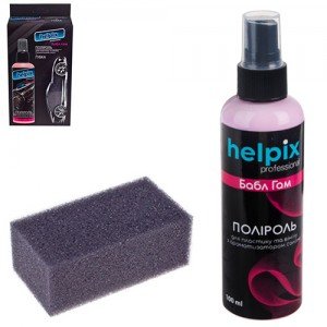 Полироль для пластика и винила HELPIX Professional 100мл триггер (БАБЛ ГАМ) + губка (2494)
