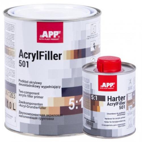APP Грунт акриловый 2K HS Acrylfiller 5:1 с утв., серый 1l+0.2l (020408 + 020506)